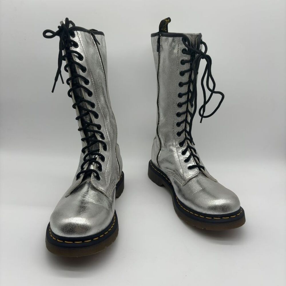 Dr. Martens Silver Leather Eye Boots